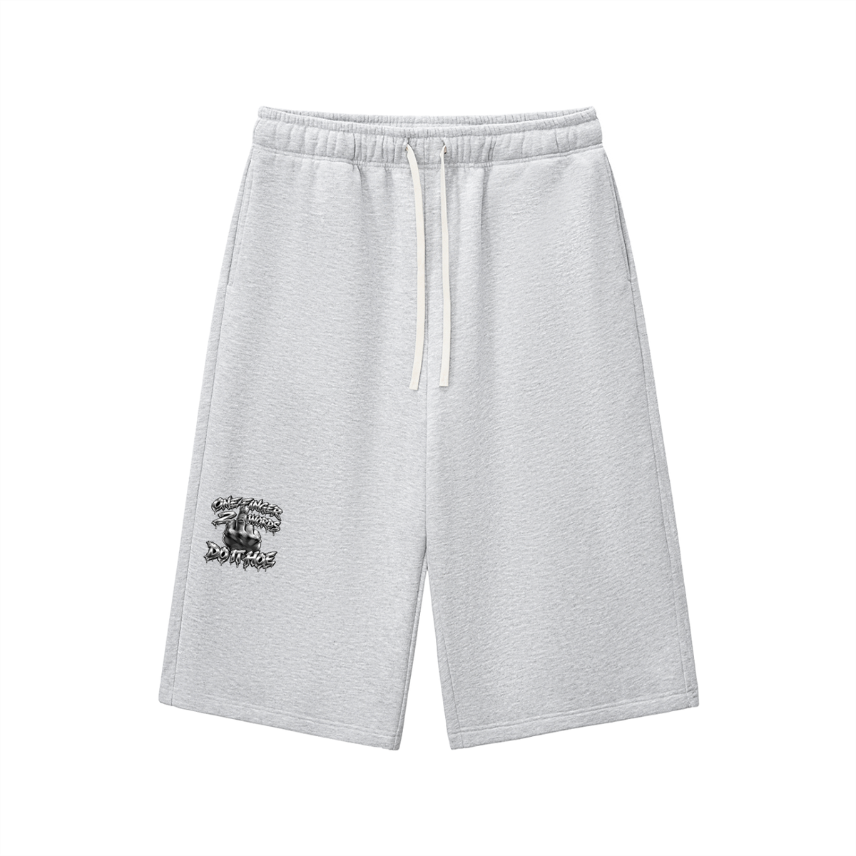 KEEP MOTION 2 WORDS 1 FINGER Relaxed Drawstring Three-quarter Sweatpants