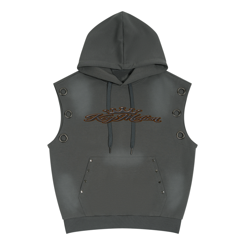 KEEP MOTION Unisex Vintage Wash Sun Fade Sleeveless Hoodie