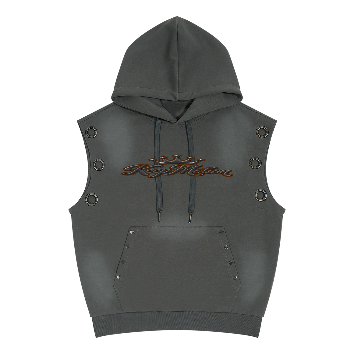 KEEP MOTION Unisex Vintage Wash Sun Fade Sleeveless Hoodie