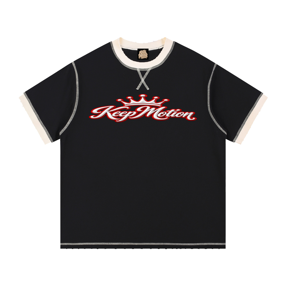 KEEP MOTION CONTRAST-STITCHED COTTON T-SHIRT