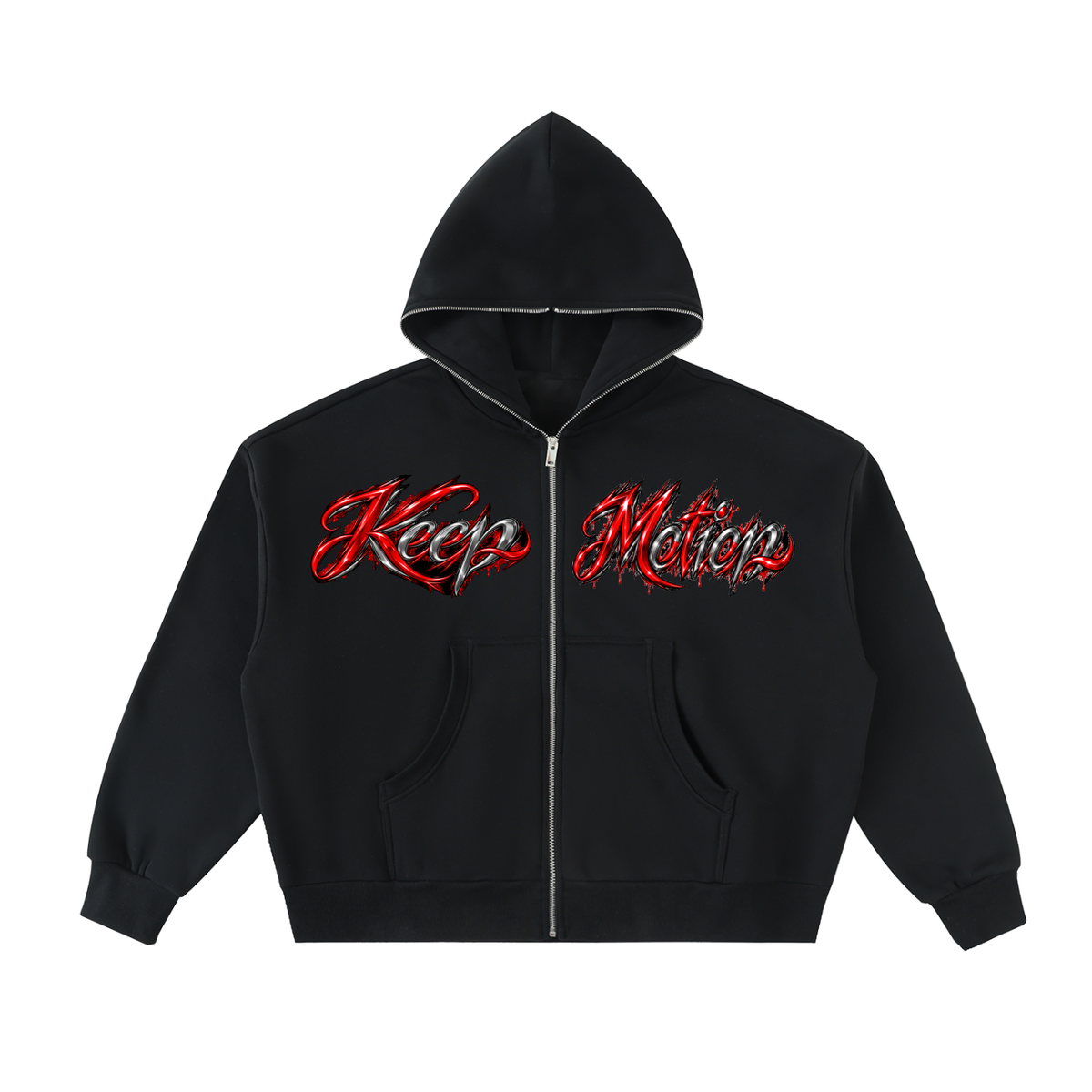 KEEP MOTION GORILLA Fleeced Full-Zip Boxy Hoodie