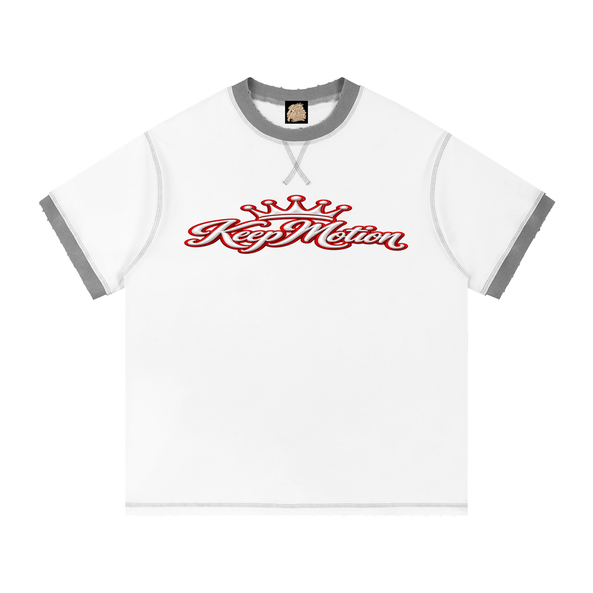 KEEP MOTION CONTRAST-STITCHED COTTON T-SHIRT