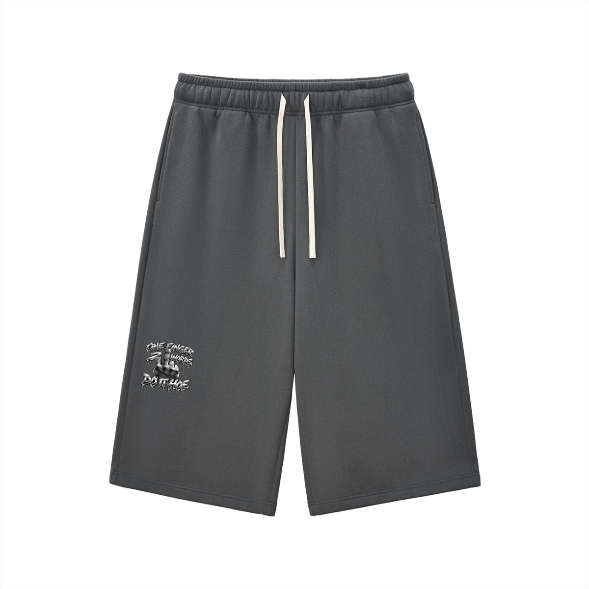 KEEP MOTION 2 WORDS 1 FINGER Relaxed Drawstring Three-quarter Sweatpants