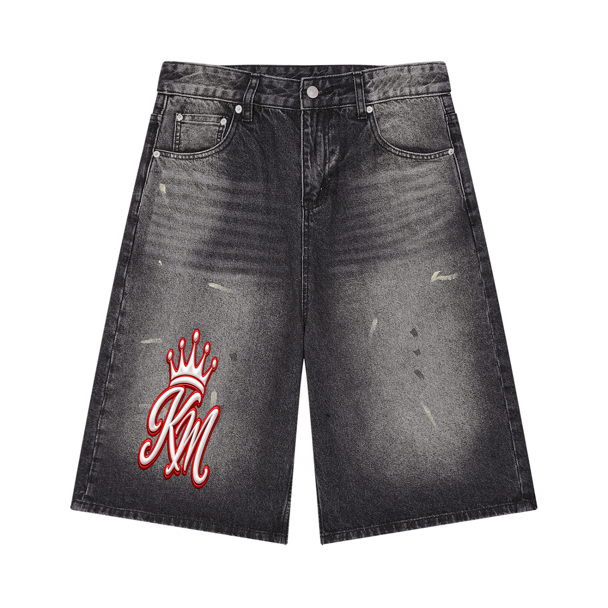 KEEP MOTION VINTAGE WASH WIDE LEG DENIM SHORTS