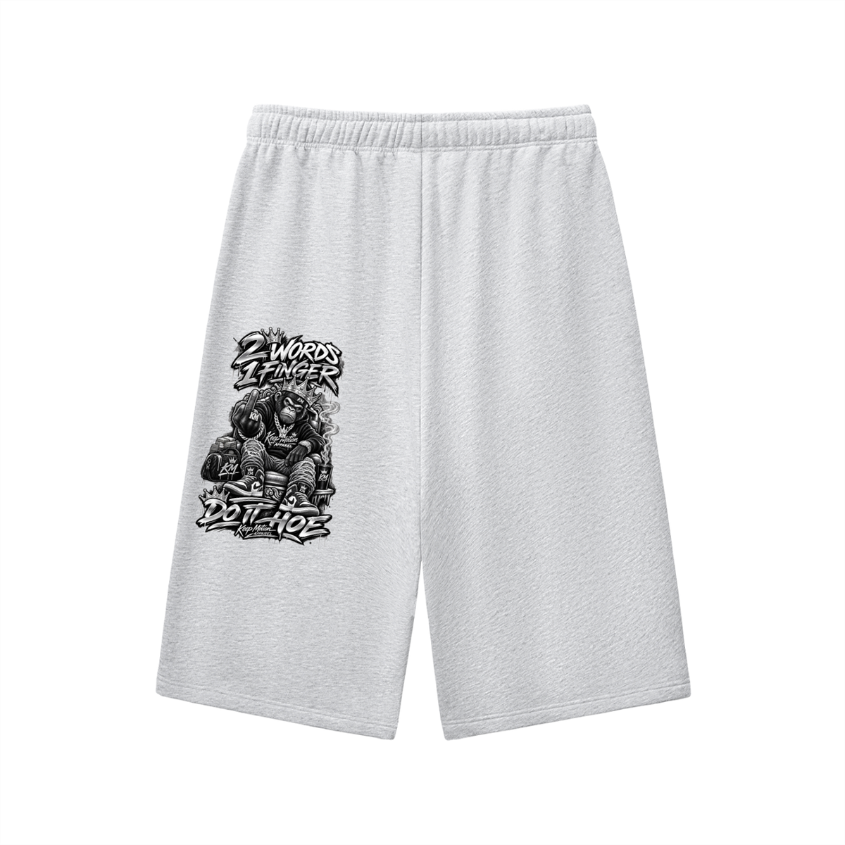 KEEP MOTION 2 WORDS 1 FINGER Relaxed Drawstring Three-quarter Sweatpants