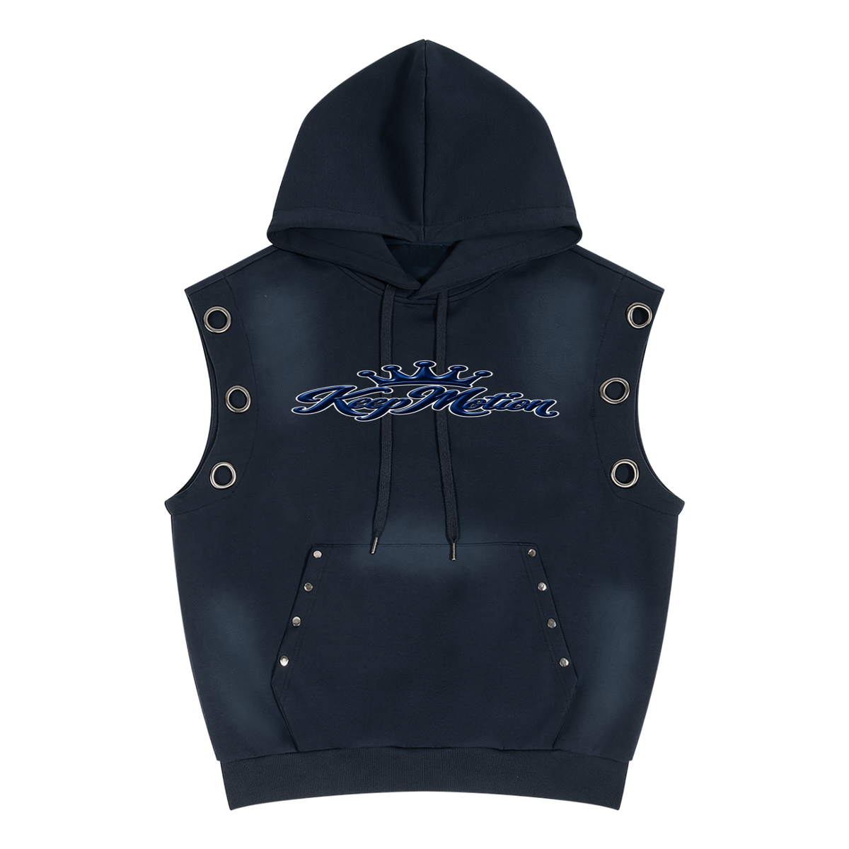 KEEP MOTION Unisex Vintage Wash Sun Fade Sleeveless Hoodie