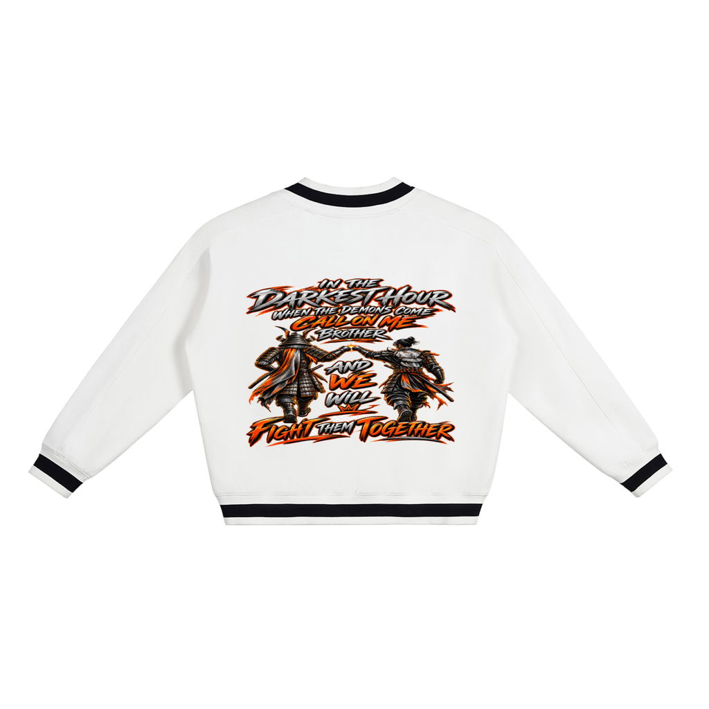 KEEP MOTION V-Neck Contrast Collar Boxy Sweatshirt