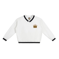 KEEP MOTION V-Neck Contrast Collar Boxy Sweatshirt