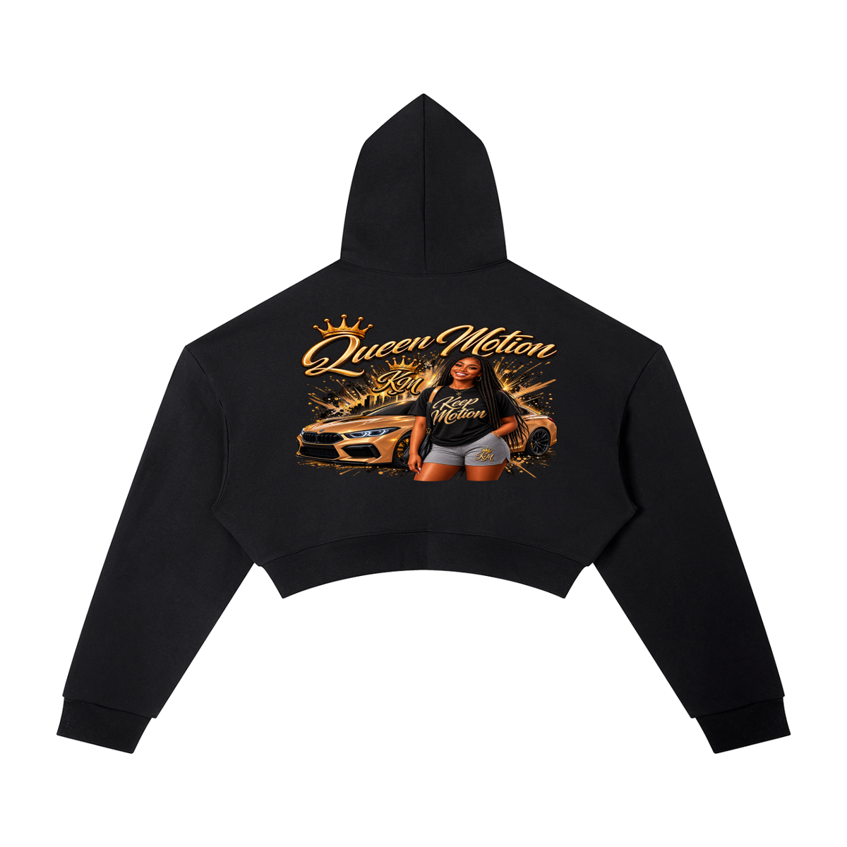 QUEEN MOTION CROPPED HOODIE