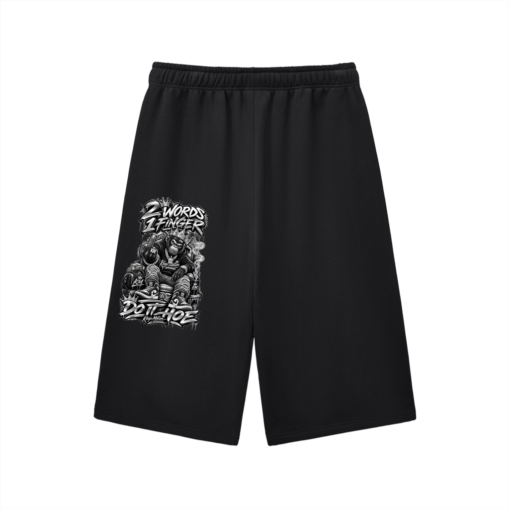 KEEP MOTION 2 WORDS 1 FINGER Relaxed Drawstring Three-quarter Sweatpants