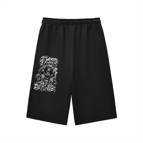 KEEP MOTION 2 WORDS 1 FINGER Relaxed Drawstring Three-quarter Sweatpants