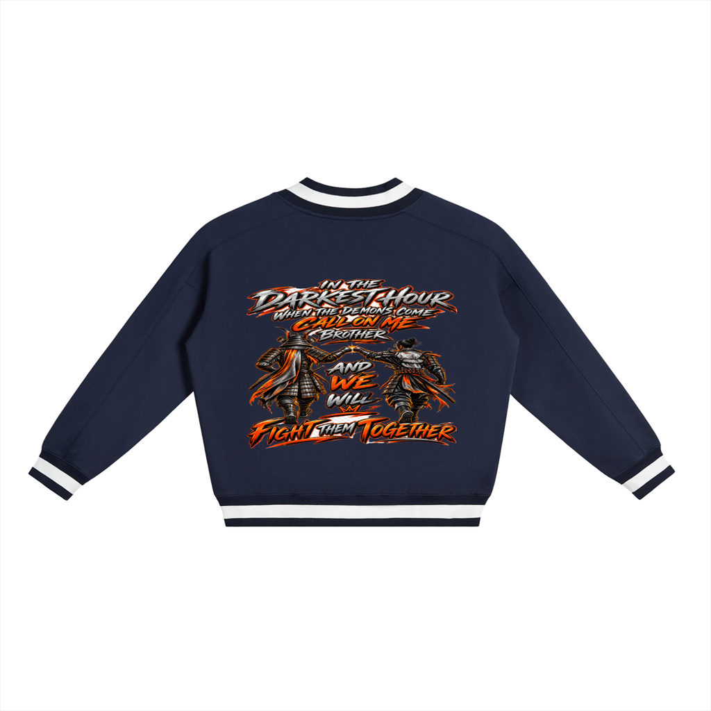 KEEP MOTION V-Neck Contrast Collar Boxy Sweatshirt