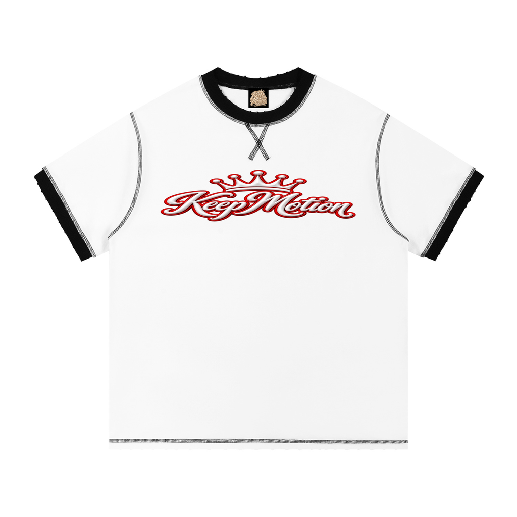 KEEP MOTION CONTRAST-STITCHED COTTON T-SHIRT