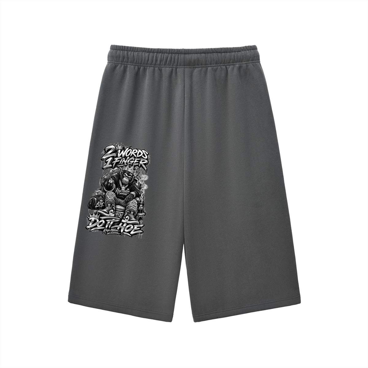 KEEP MOTION 2 WORDS 1 FINGER Relaxed Drawstring Three-quarter Sweatpants