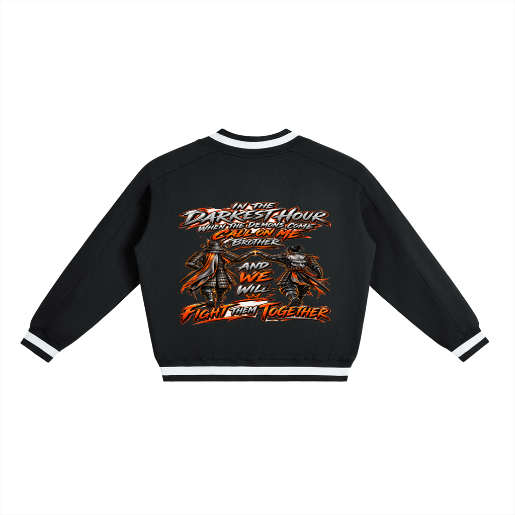 KEEP MOTION V-Neck Contrast Collar Boxy Sweatshirt