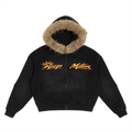 KEEP MOTION Sun Fade Boxy Detachable Fur Hoodie