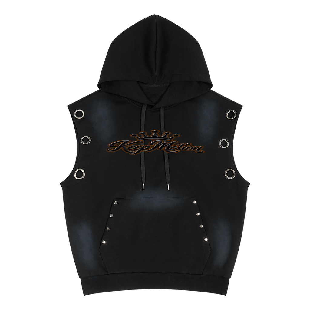 KEEP MOTION Unisex Vintage Wash Sun Fade Sleeveless Hoodie