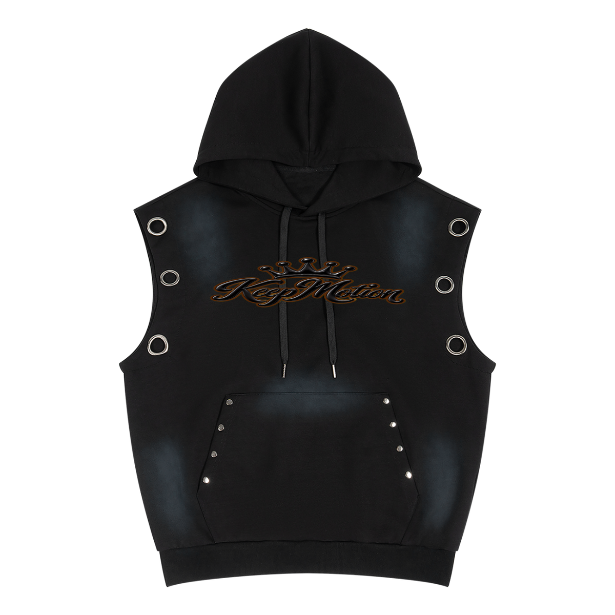 KEEP MOTION Unisex Vintage Wash Sun Fade Sleeveless Hoodie
