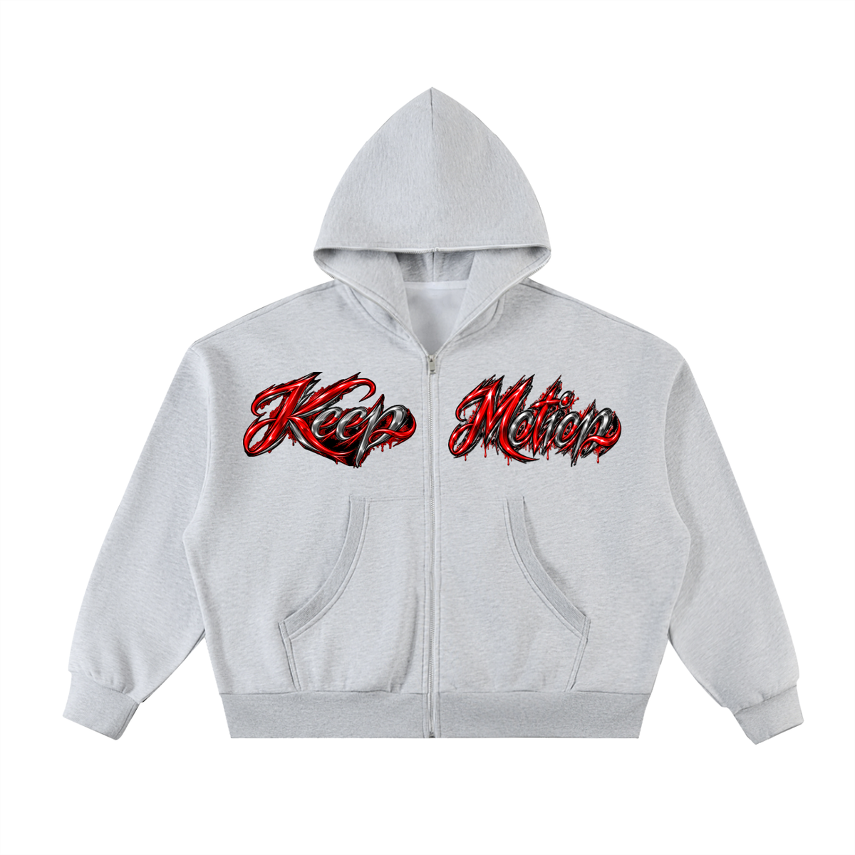 KEEP MOTION GORILLA Fleeced Full-Zip Boxy Hoodie